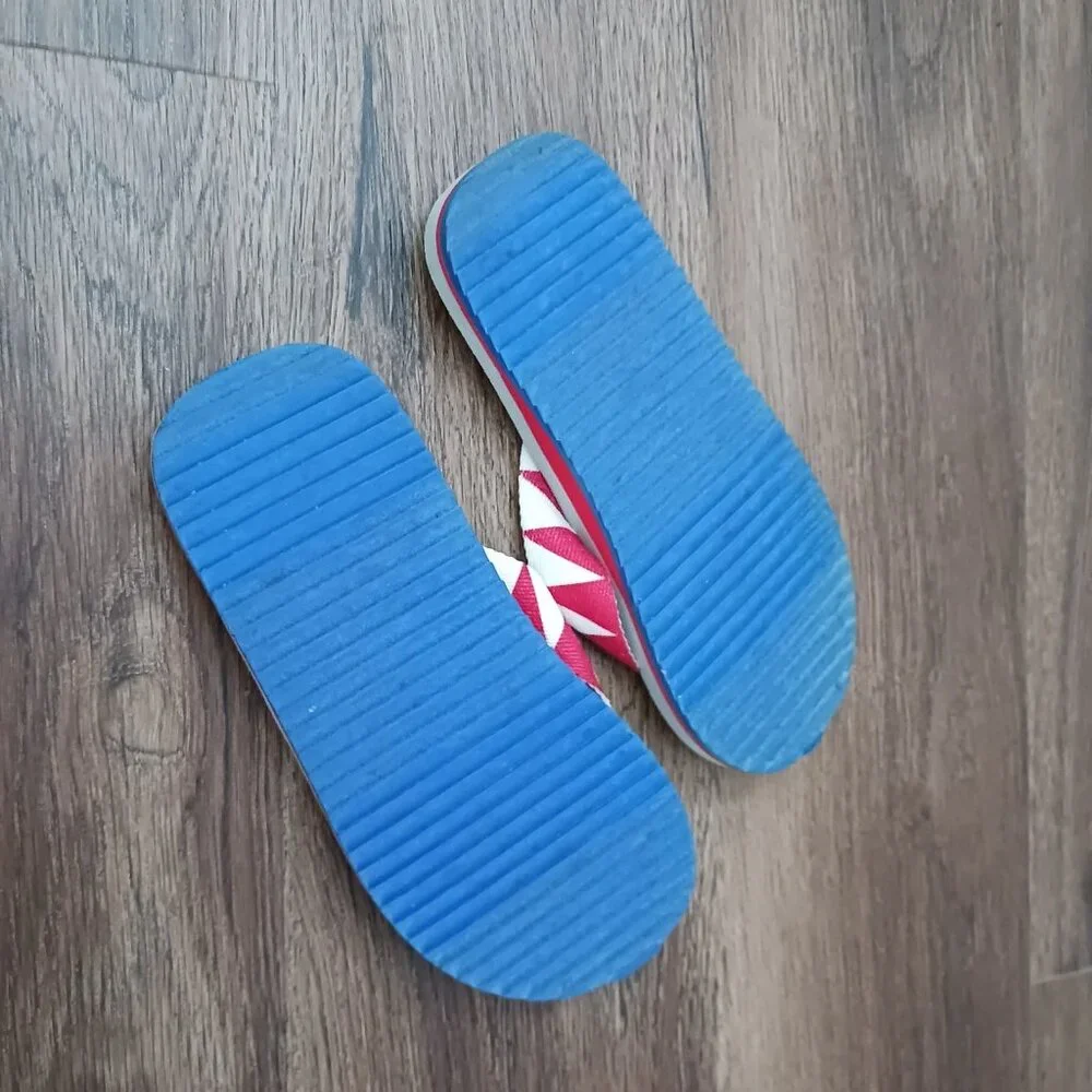 J Crew Crewcuts‎ Boys Size 1 Flip Flops Red White Blue Patriotic